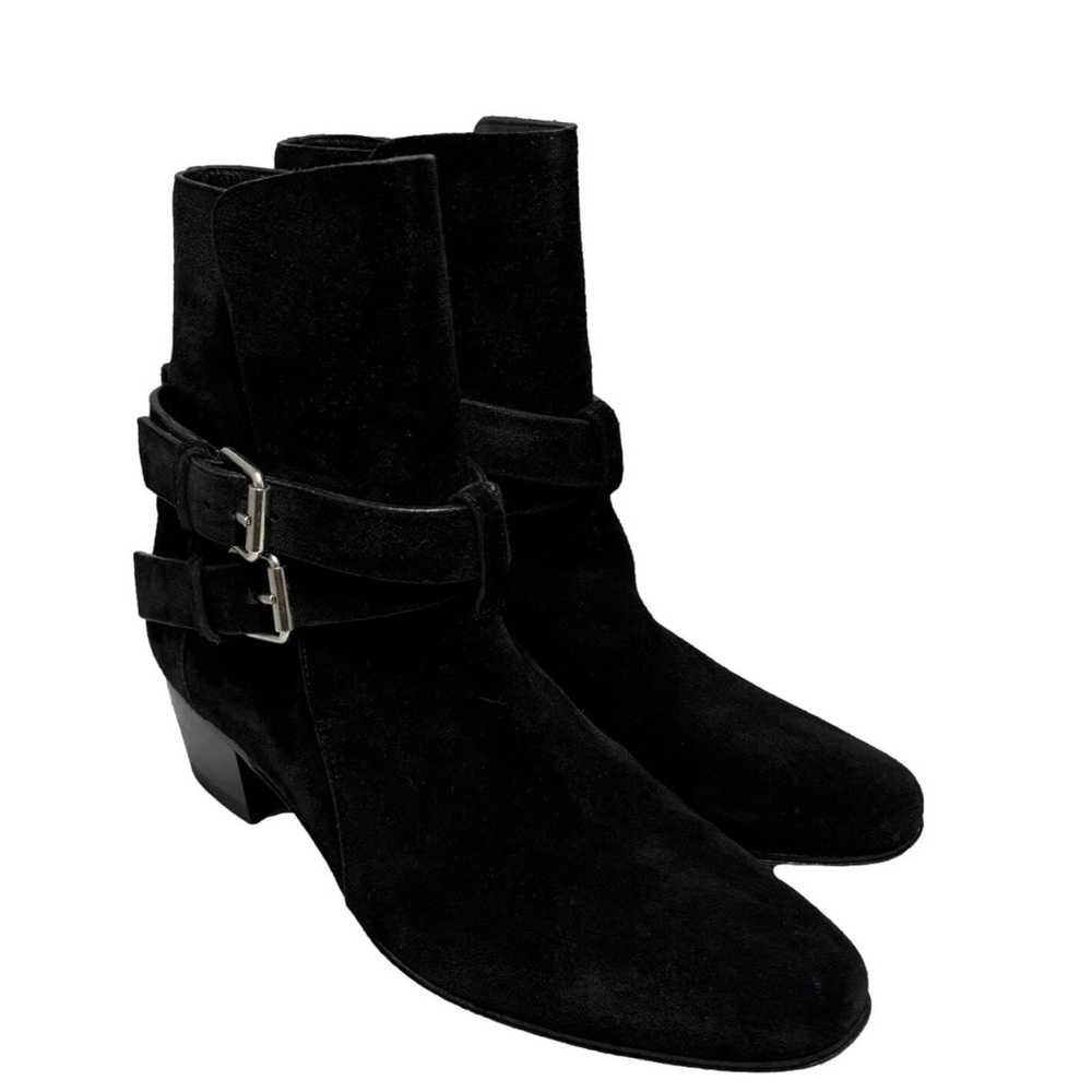 Amiri Black Suede Buckle Ankle Boots